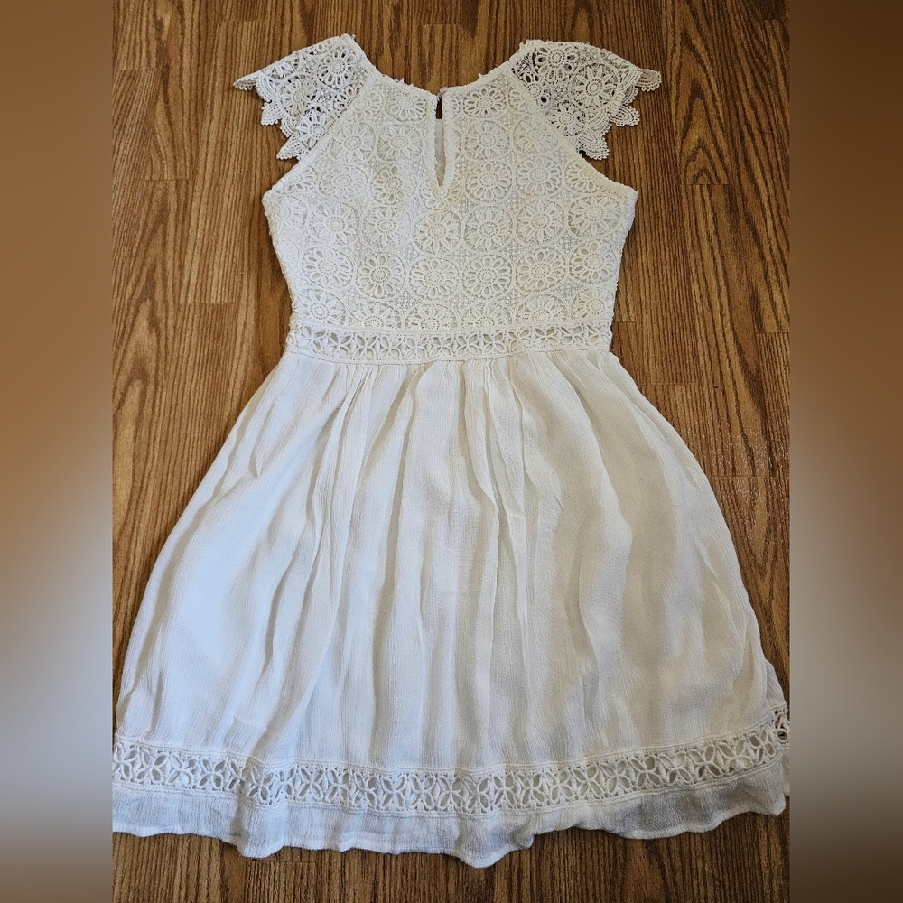 Kid's hollister women’s beige dress size 3 lace top side zip - Picture 6 of 12